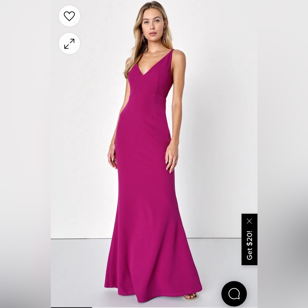 Lulus Melora Magenta Sleeveless Maxi Dress, M
